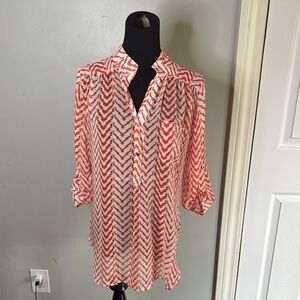 Xtaren Orange and White Chevron Blouse